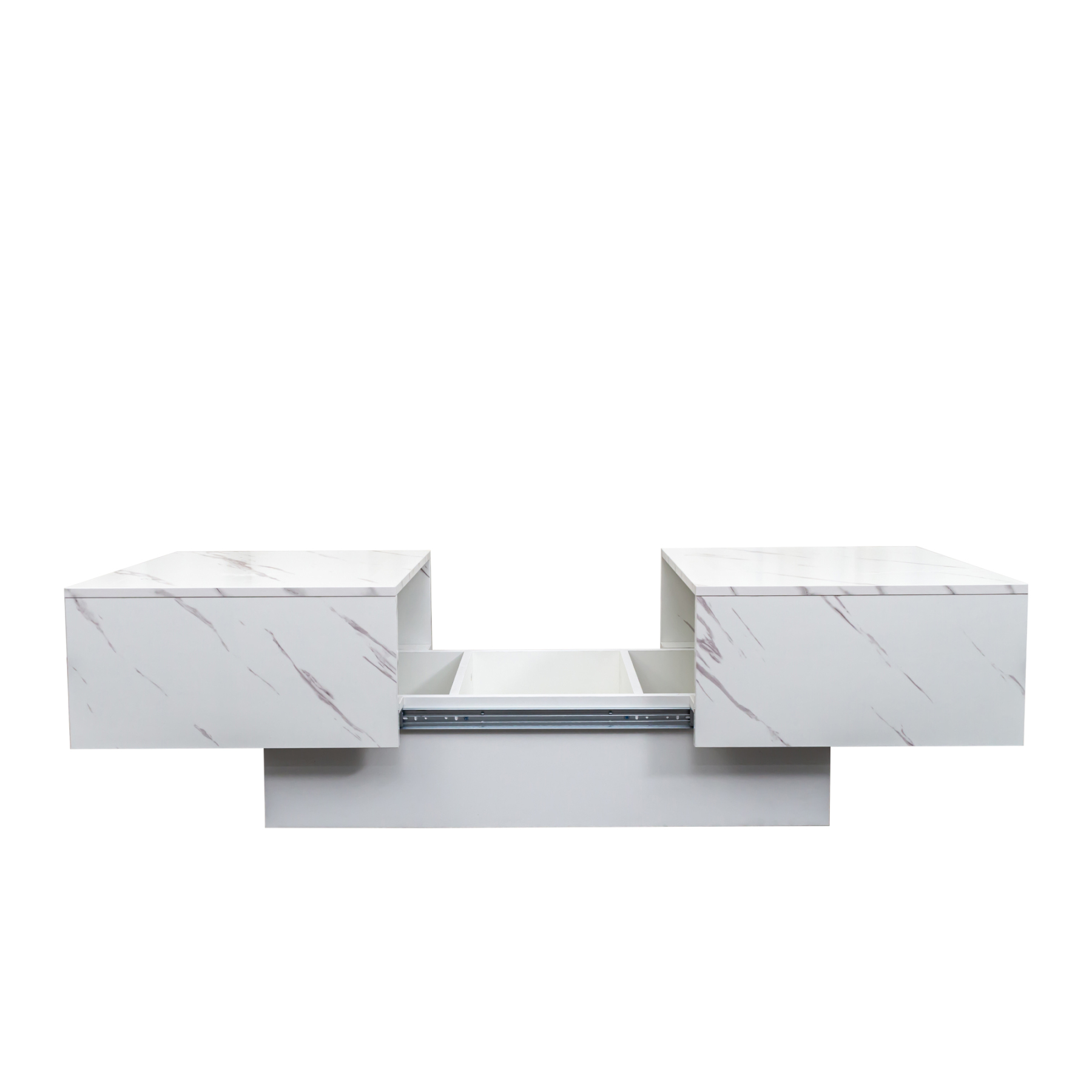 Modern Extendable Coffee Table w/ Hidden Storage & LED Base, White