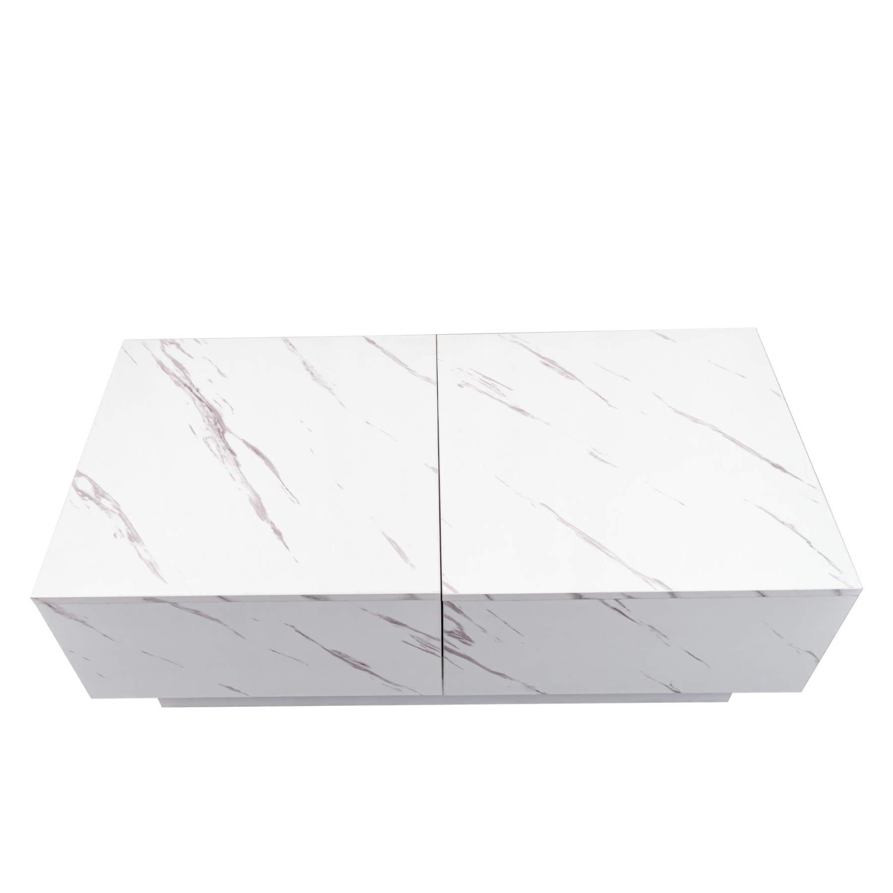 Modern Extendable Coffee Table w/ Hidden Storage & LED Base, White