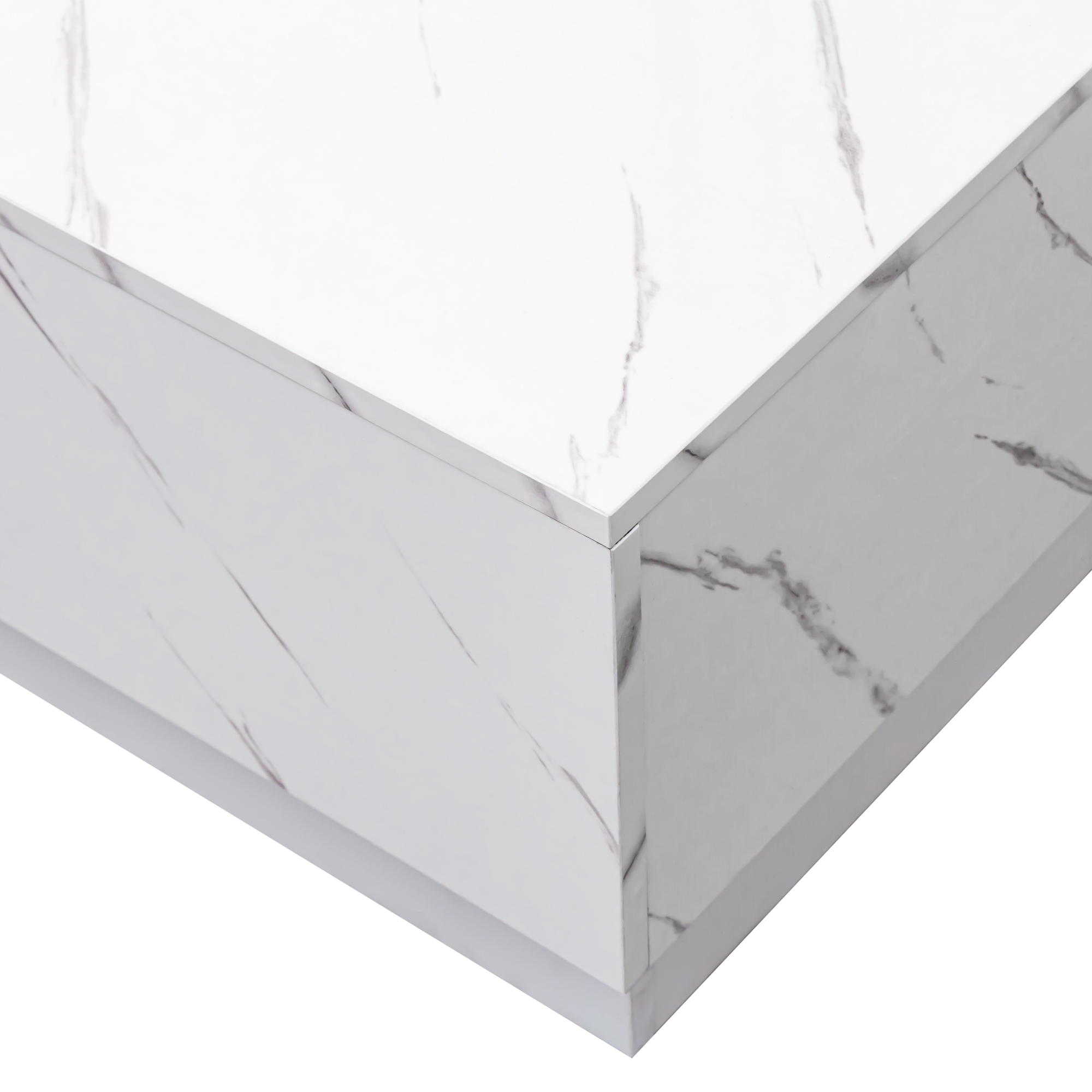Modern Extendable Coffee Table w/ Hidden Storage & LED Base, White