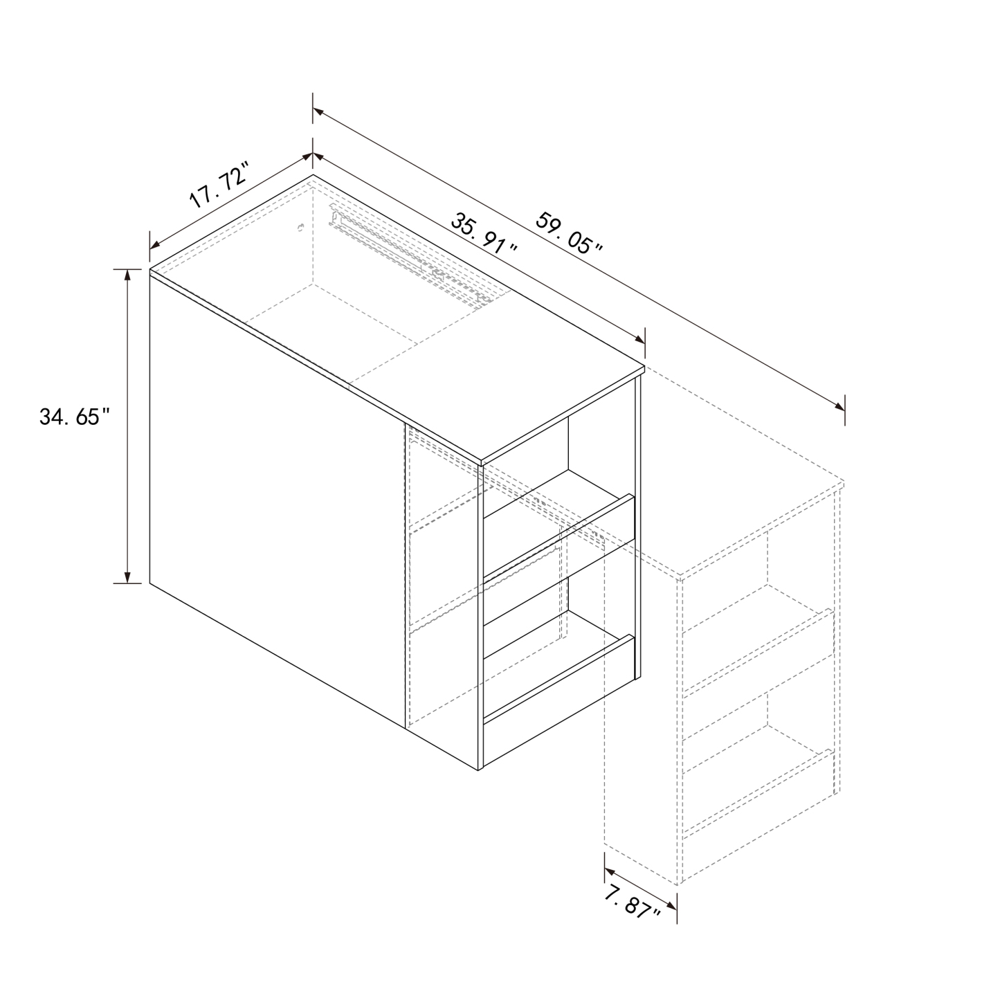 Modern Extendable Computer Desk w/ Drawers & Storage Shelves, Walnut