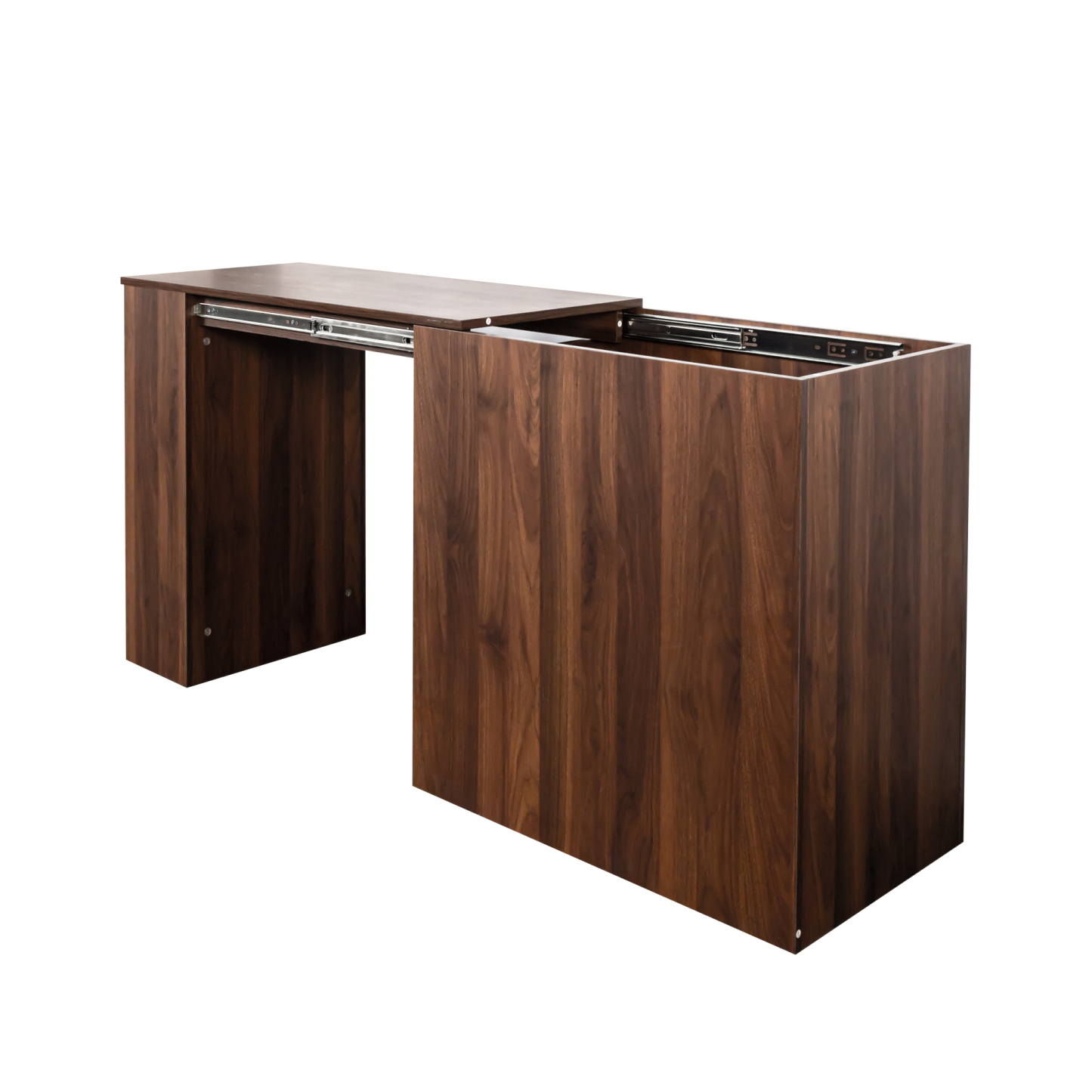 Modern Extendable Computer Desk w/ Drawers & Storage Shelves, Walnut