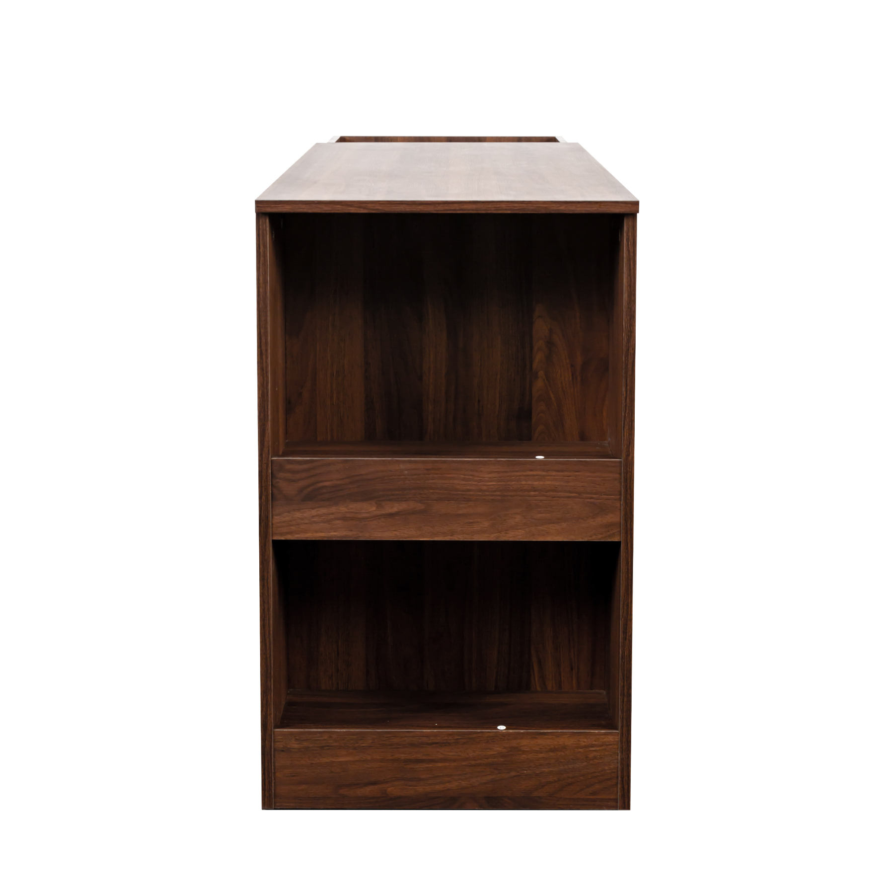 Modern Extendable Computer Desk w/ Drawers & Storage Shelves, Walnut