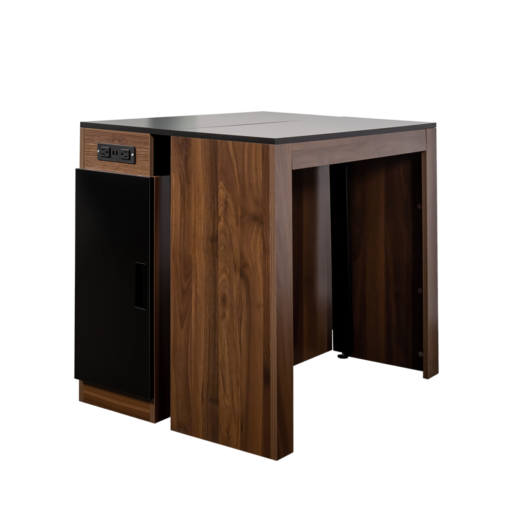 Modern Extendable Dining Table w/ Built-In Outlet & Storage for 2-12 People