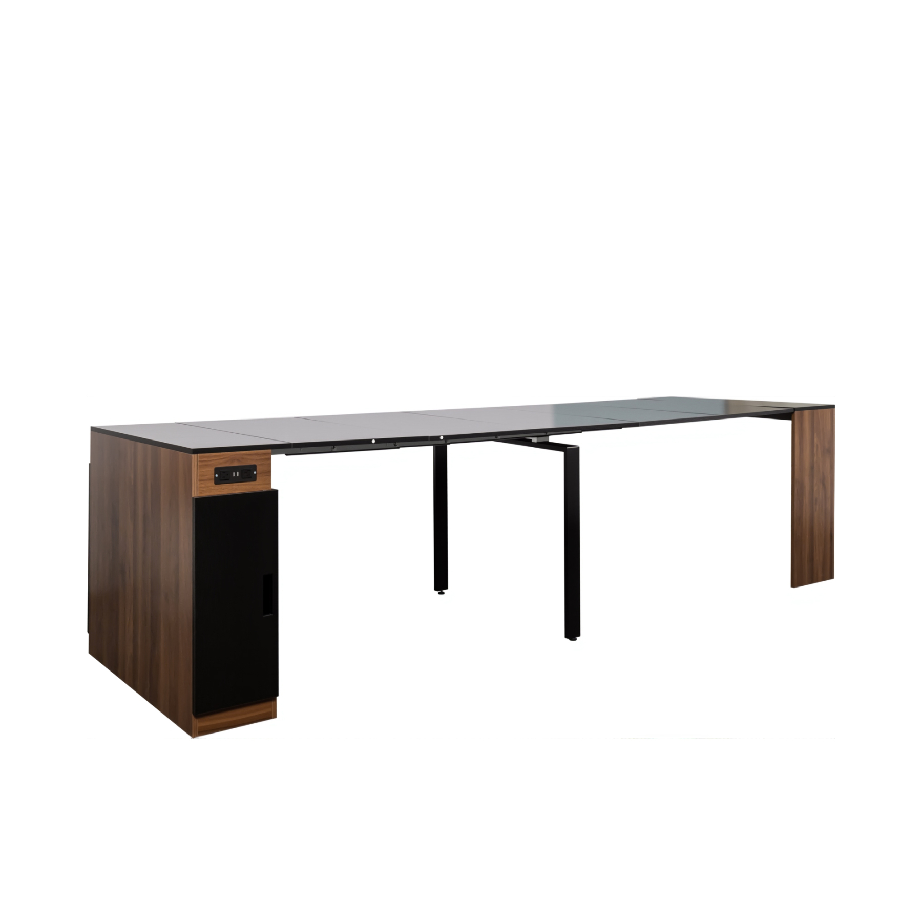 Modern Extendable Dining Table w/ Built-In Outlet & Storage for 2-12 People