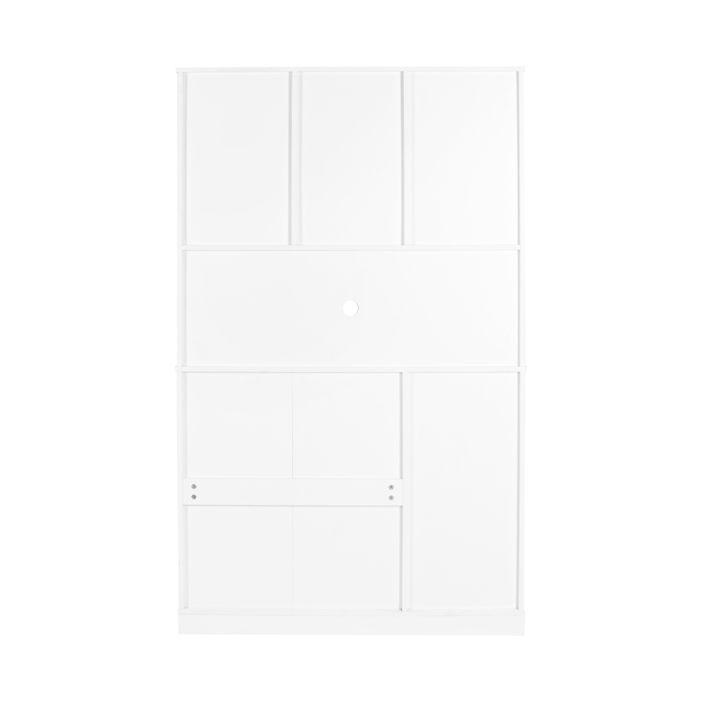 Modern Kitchen Storage Cabinet w/ Hutch, Microwave Shelf & Glass Doors - White