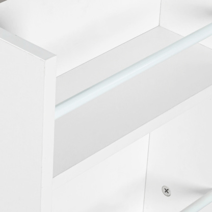 Modern Kitchen Storage Cabinet w/ Hutch, Microwave Shelf & Glass Doors - White