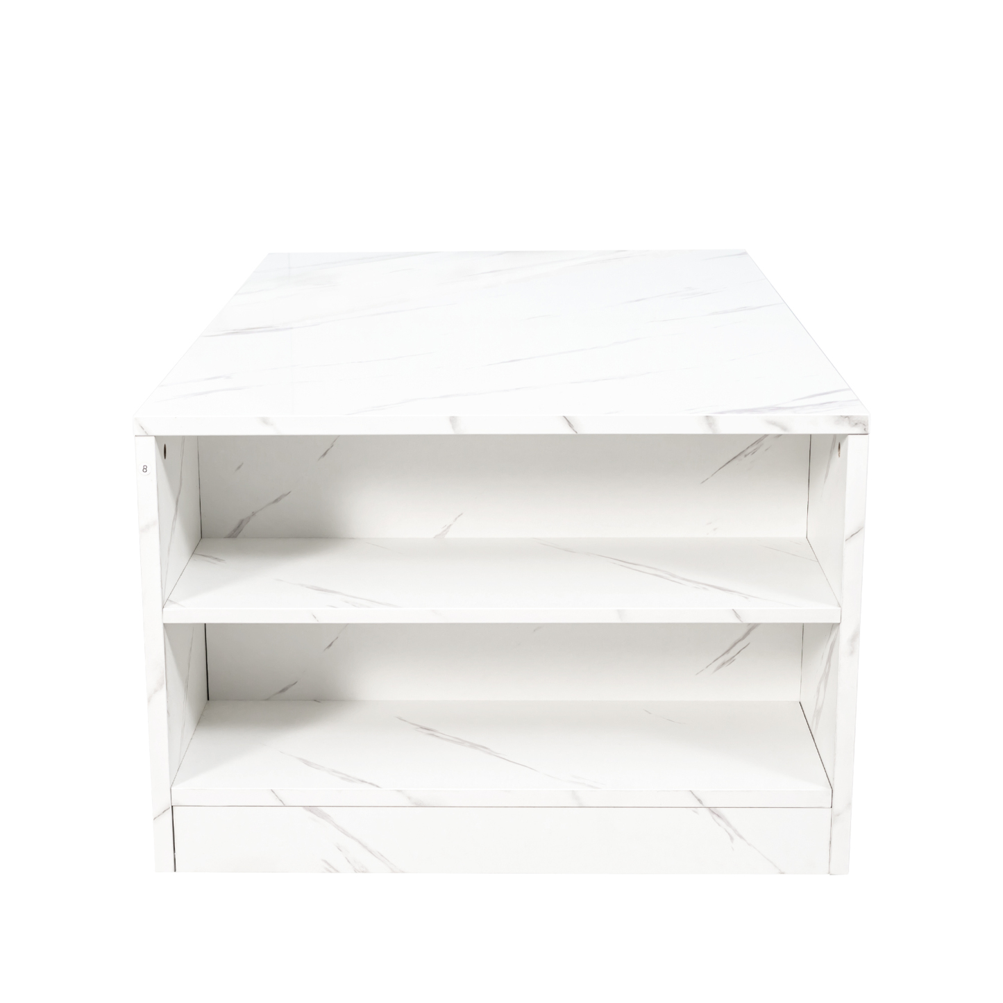 Modern LED Coffee Table w/ 2 Drawers & Open Side Shelves for Living Room