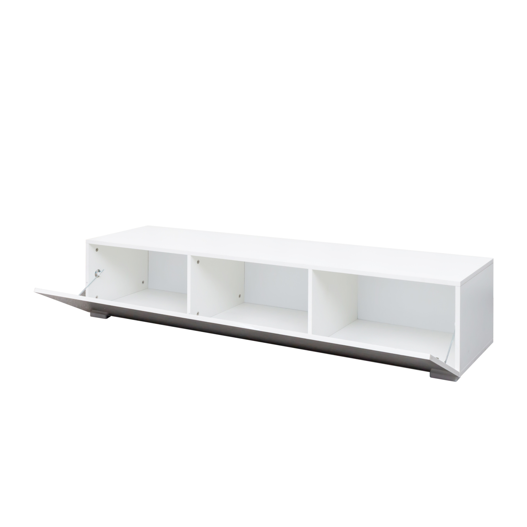 Modern TV Stand for TVs up to 59" with Hidden Storage | White Media Console