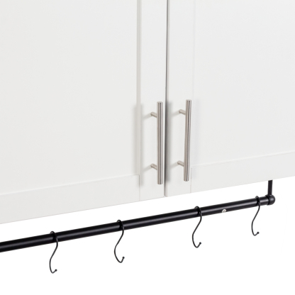 Modern Wall-Mounted Bathroom Cabinet with Hanging Rod, Hooks & Tissue Slot 