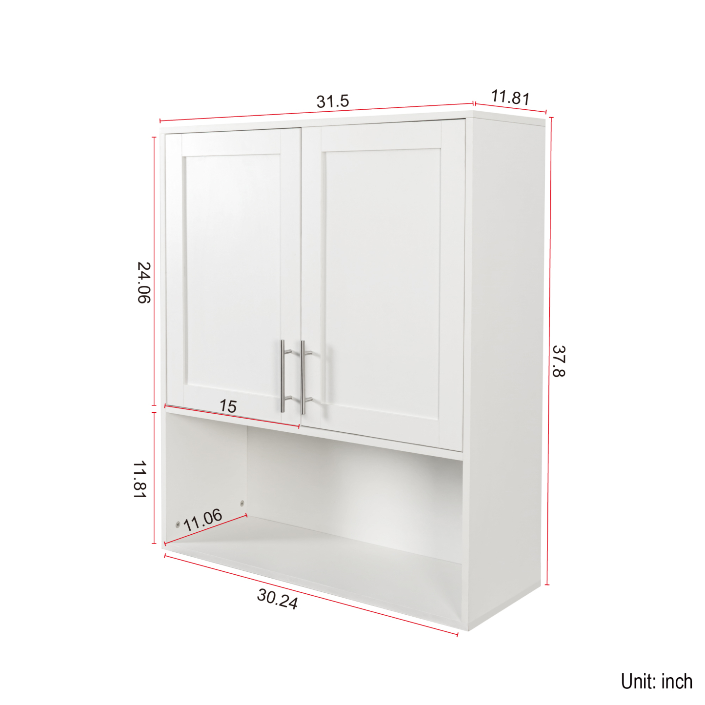 Modern Wall-Mounted Bathroom Cabinet with Mirror, Storage & Tissue Slot 