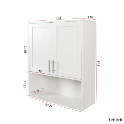 Modern Wall-Mounted Bathroom Cabinet with Mirror, Storage & Tissue Slot 