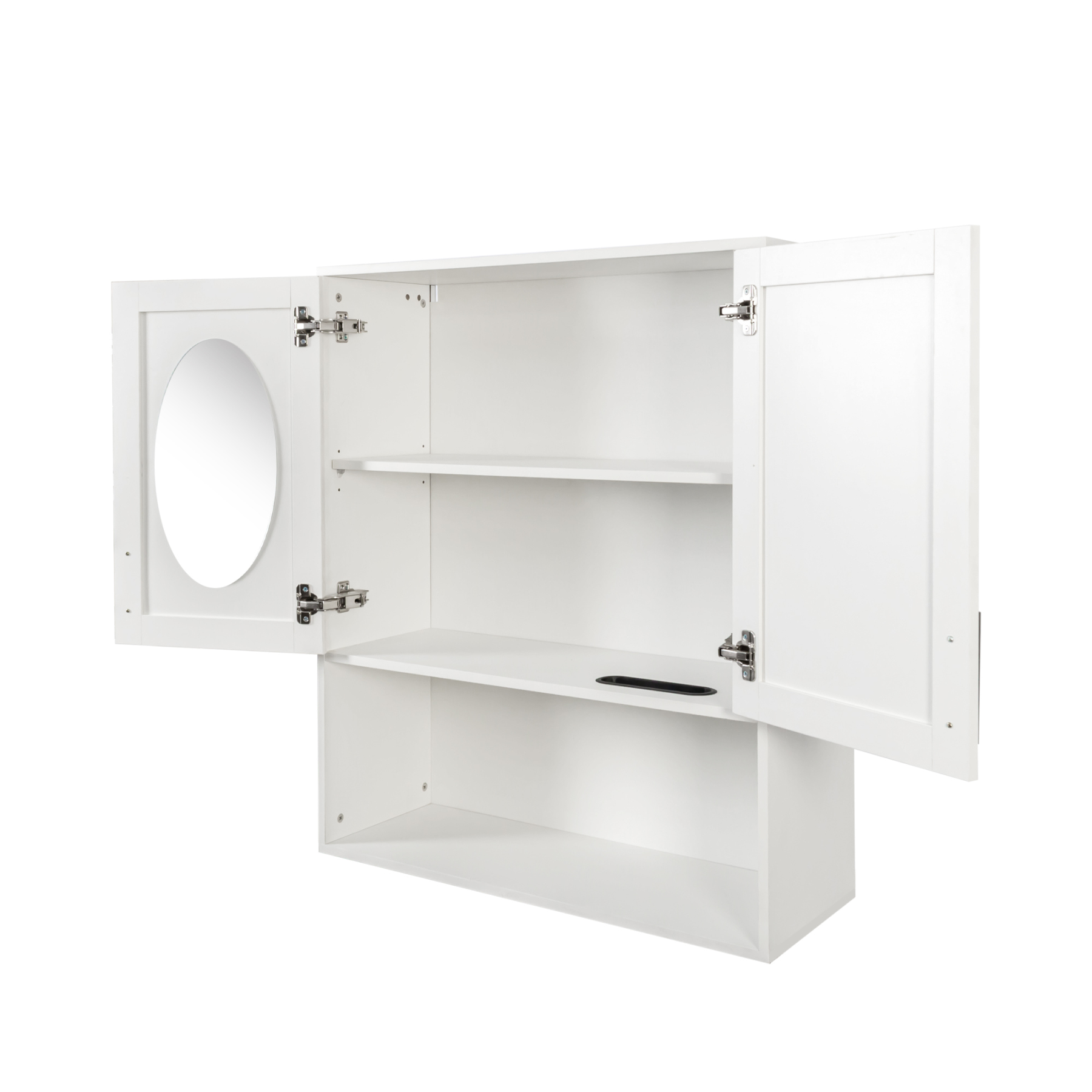 Modern Wall-Mounted Bathroom Cabinet with Mirror, Storage & Tissue Slot 