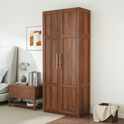 Modern Wardrobe Armoire with 2 Doors & 3 Adjustable Shelves, 71"H x 30" W