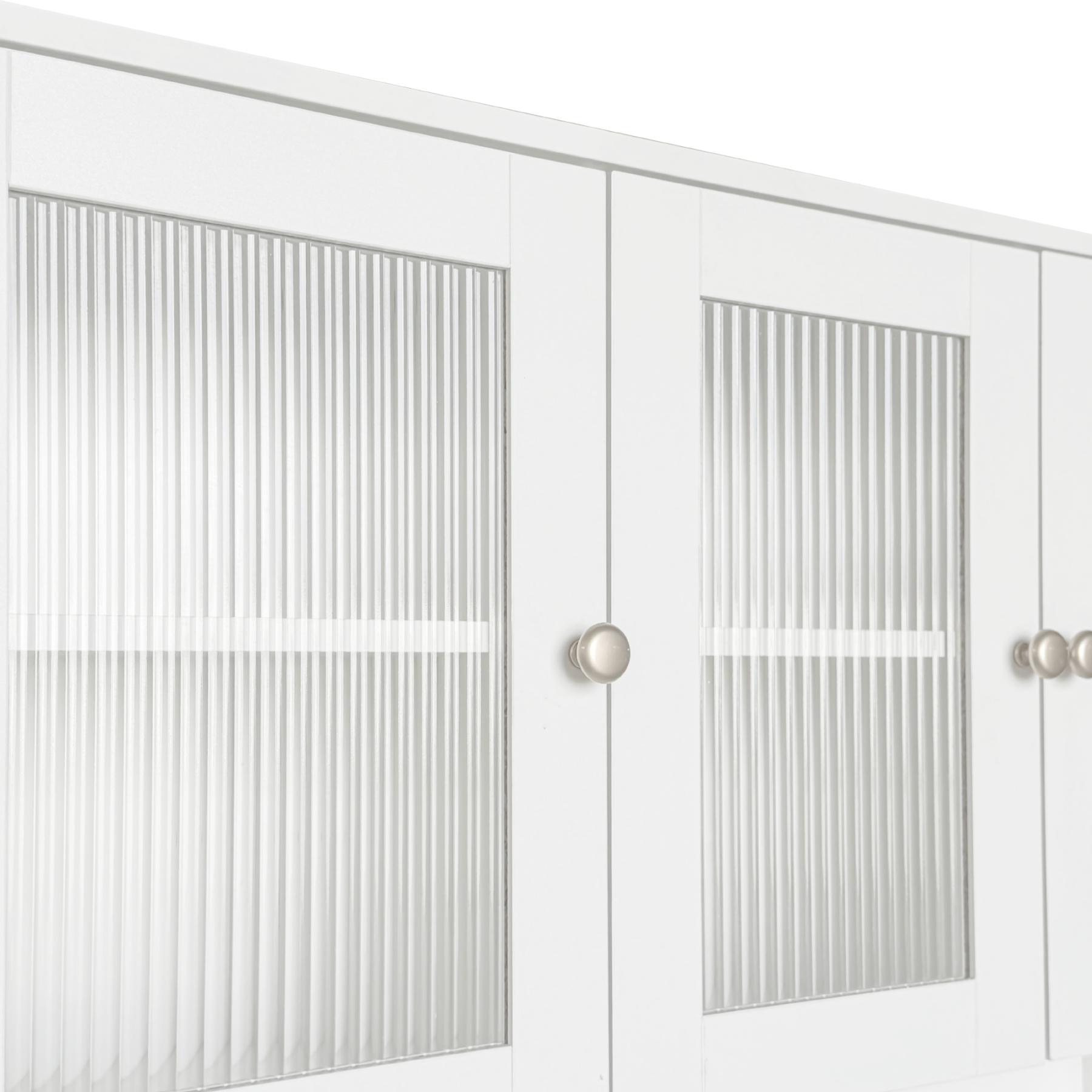 Multifunctional Rotating Computer Desk w/ Glass Door Cabinets, Shelves & Drawer