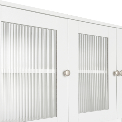 Multifunctional Rotating Computer Desk w/ Glass Door Cabinets, Shelves & Drawer