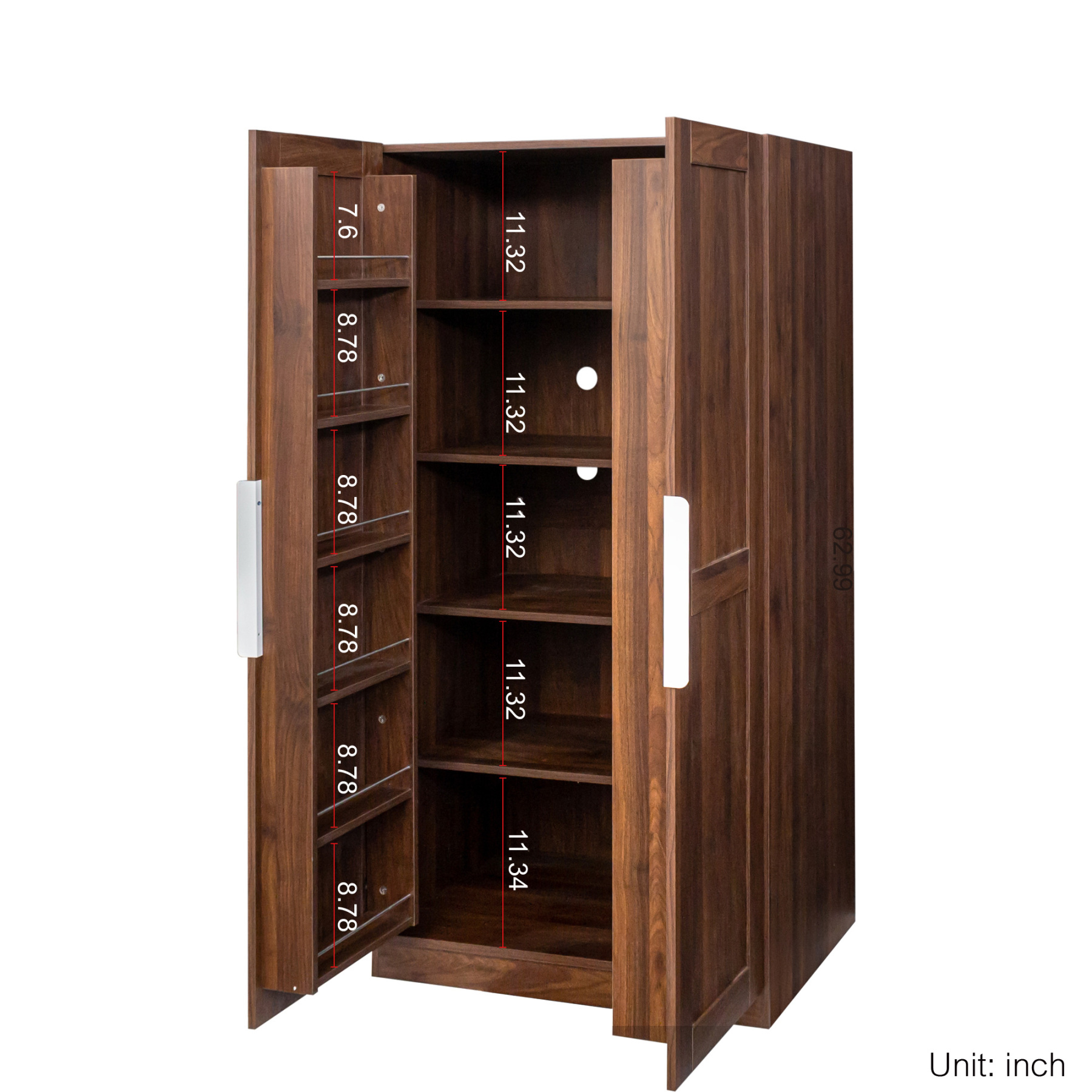63" Tall Kitchen Pantry Cabinet w/ Doors & Shelves | Joysource