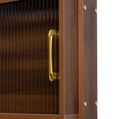 Narrow Kitchen Pantry Cabinet with Sliding Glass Doors, Pegboard & Shelves