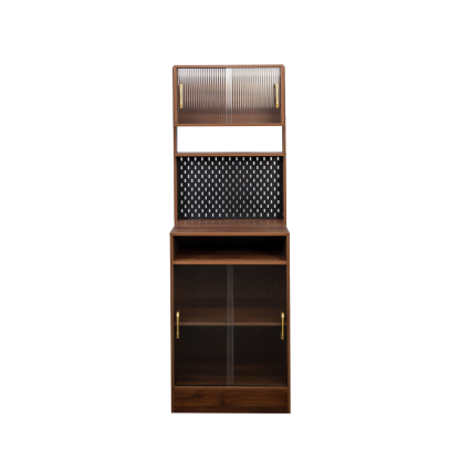 Narrow Kitchen Pantry Cabinet with Sliding Glass Doors, Pegboard & Shelves