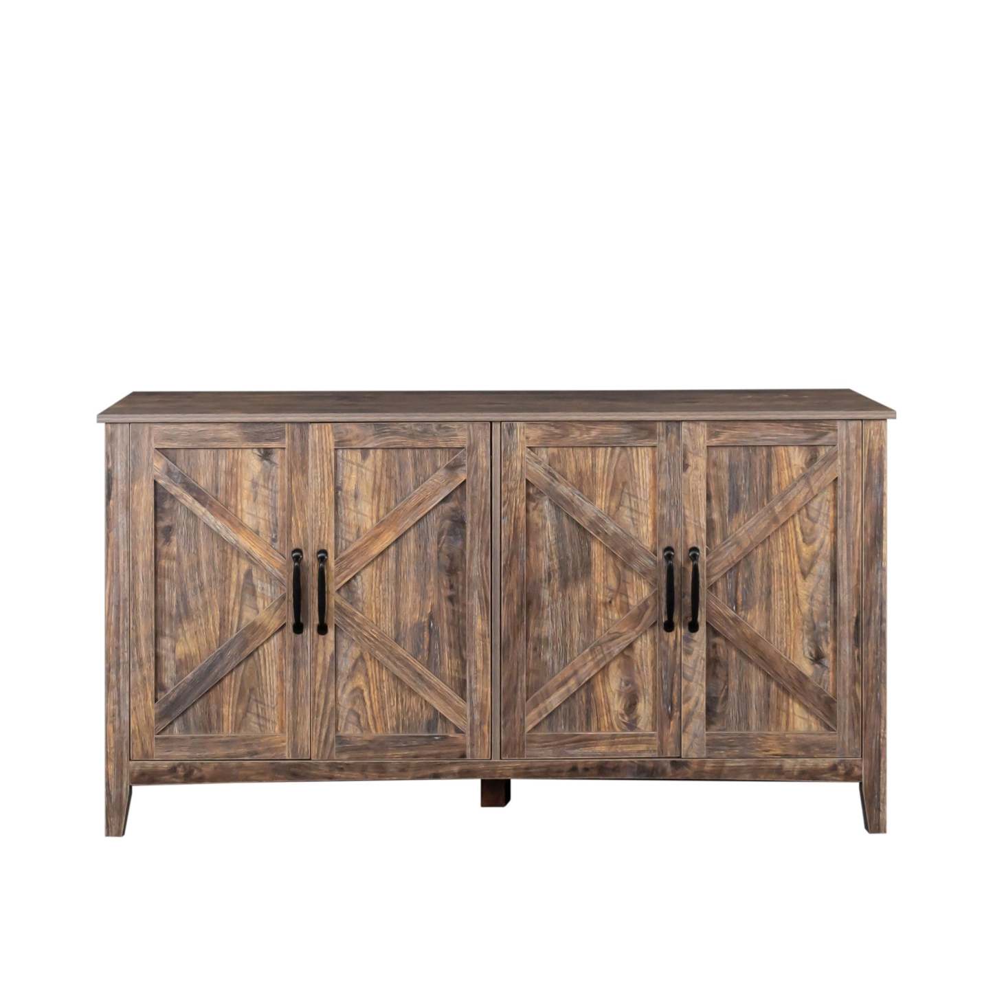 60" Modern Storage Cabinet & Sideboard with 4 Doors and 4 Open Shelves
