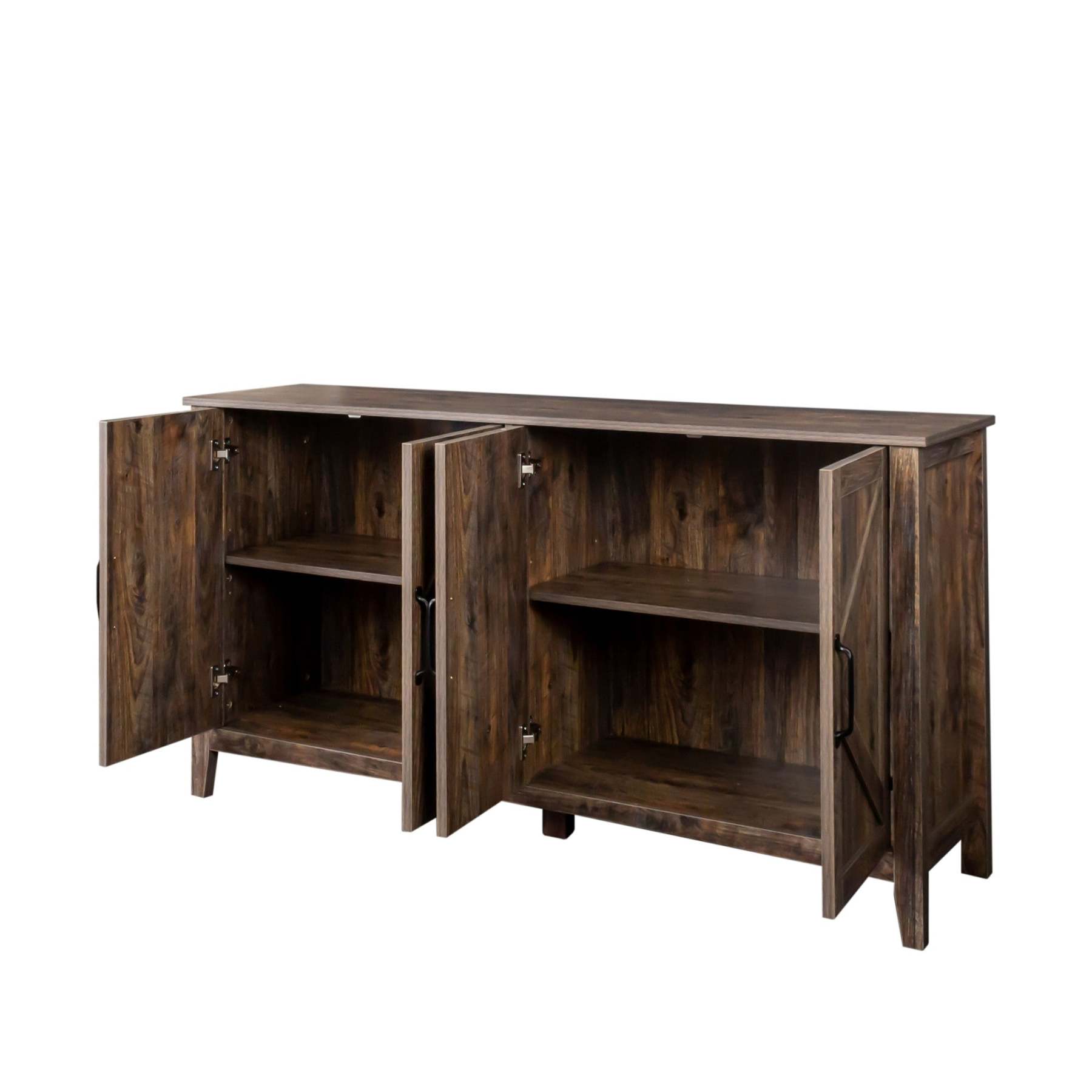 60" Modern Storage Cabinet & Sideboard with 4 Doors and 4 Open Shelves