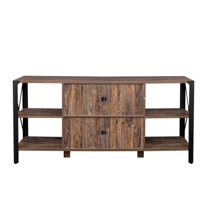 71" Industrial TV Stand with Doors and Open Shelves for Living room, Bedroom