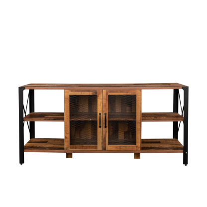 71" Industrial TV Stand with Doors and Open Shelves for Living room, Bedroom