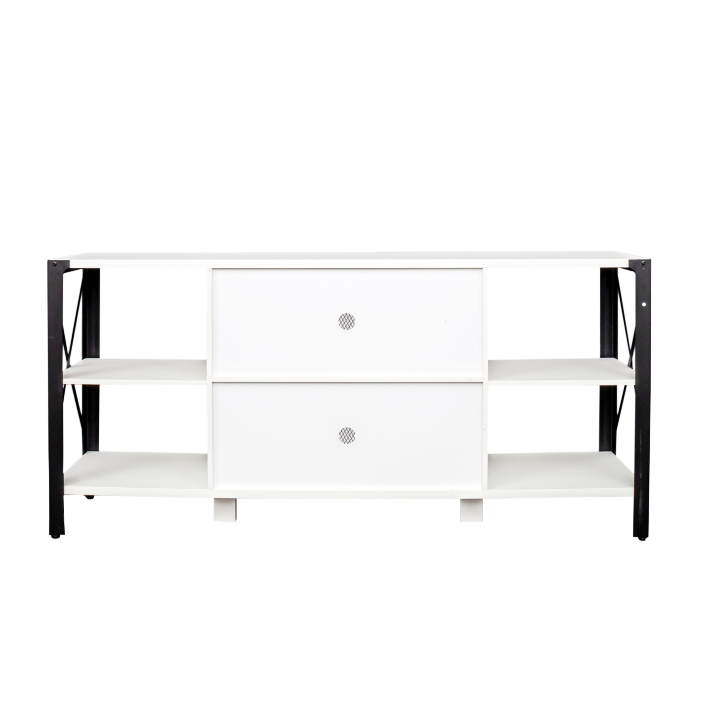 71" Industrial TV Stand with Doors and Open Shelves for Living room, Bedroom