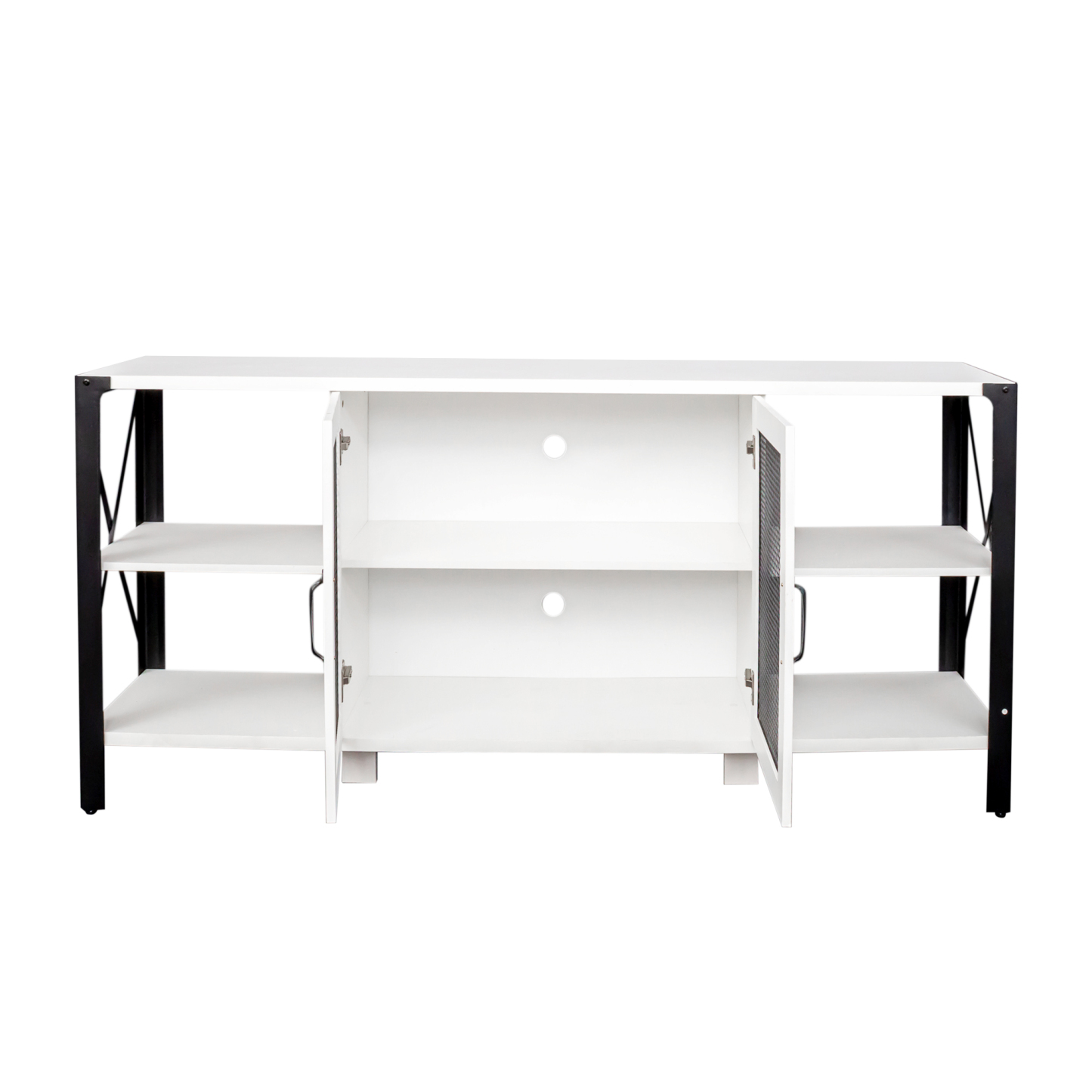 71" Industrial TV Stand with Doors and Open Shelves for Living room, Bedroom
