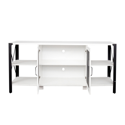 71" Industrial TV Stand with Doors and Open Shelves for Living room, Bedroom