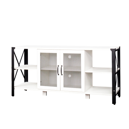 71" Industrial TV Stand with Doors and Open Shelves for Living room, Bedroom