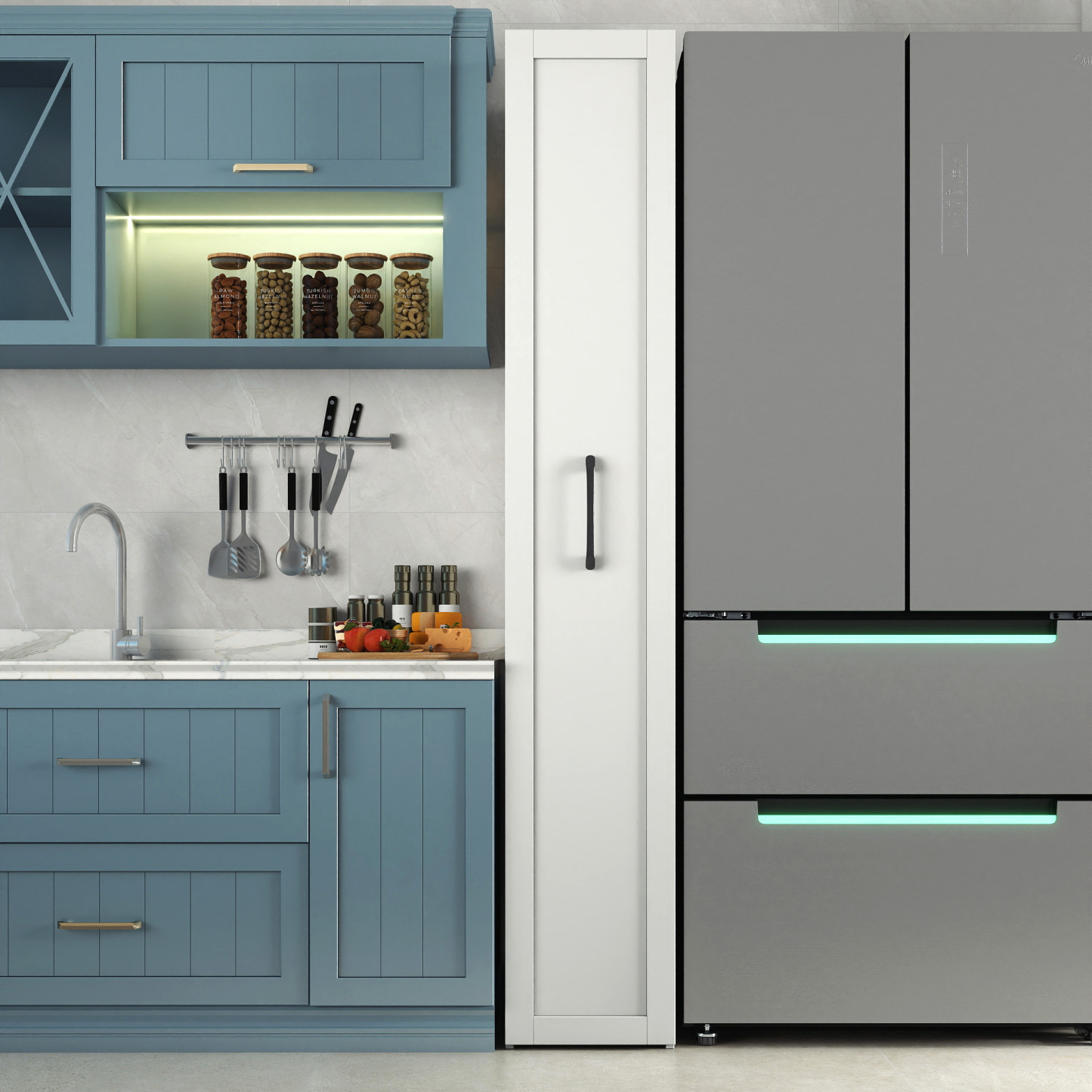 Slim Rolling Pantry Cabinet with 6-Tier Shelf & Wheels | White, 11.8" Depth