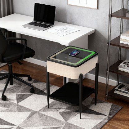 Smart Side Table with Built-in Bluetooth Speaker & Wireless Charging
