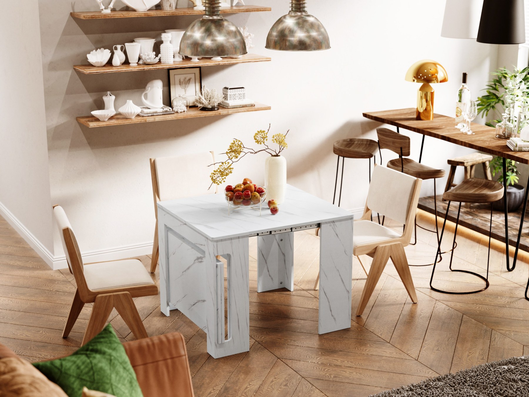 Space-Saving Extendable Console Table Seats 2 - 8, 19" to 78" | Transformer Dining Table