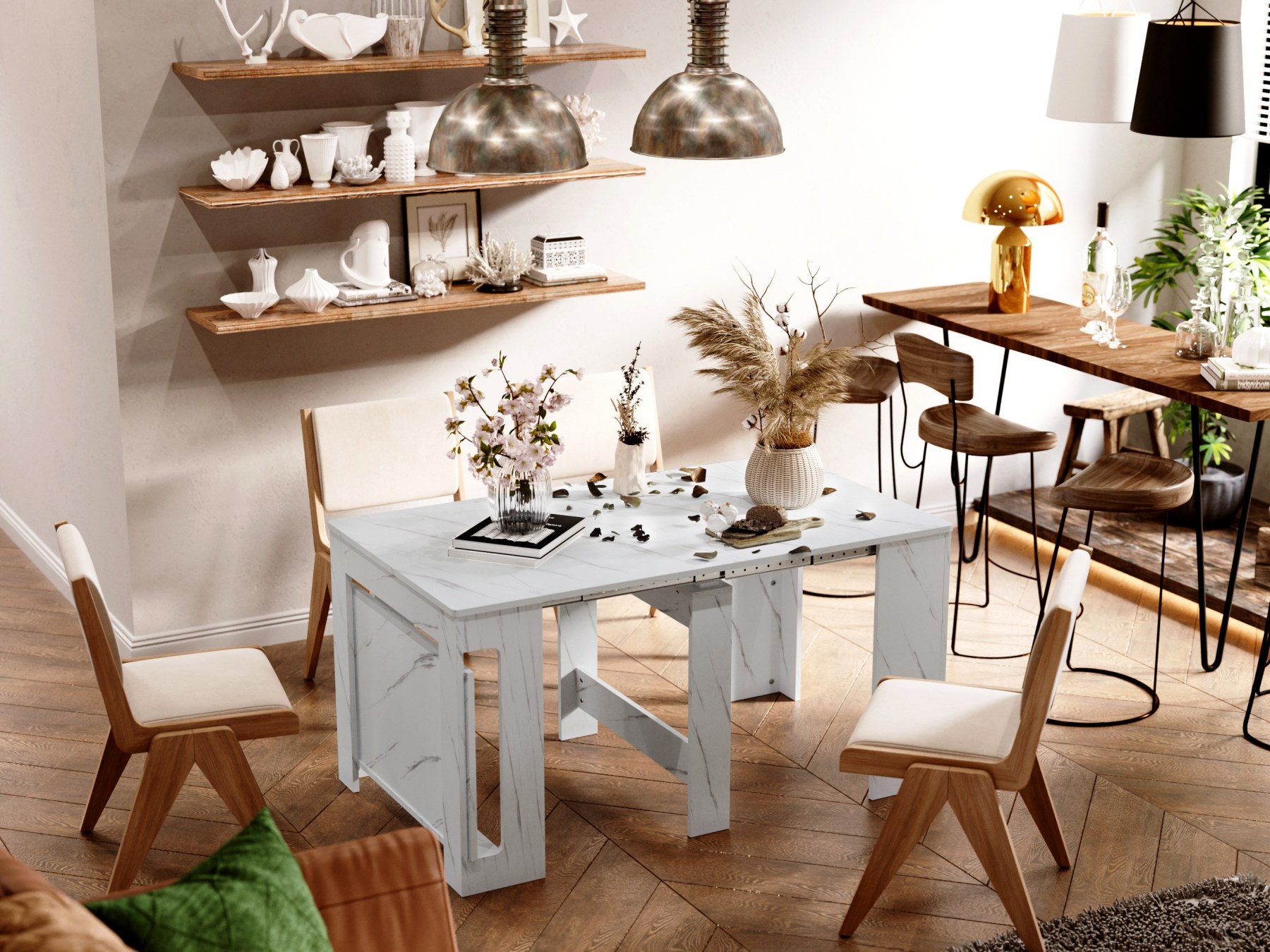 Space-Saving Extendable Console Table Seats 2 - 8, 19" to 78" | Transformer Dining Table