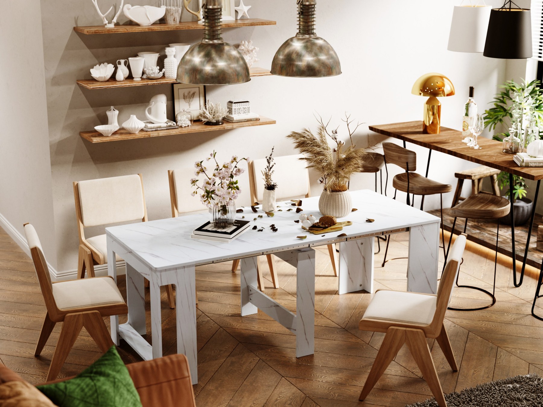 Space-Saving Extendable Console Table Seats 2 - 8, 19" to 78" | Transformer Dining Table