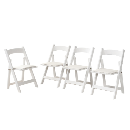 Upholstered Folding Dining Chair w/ Wooden Frame & PU leather | Set of 4