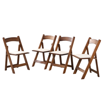 Upholstered Folding Dining Chair w/ Wooden Frame & PU leather | Set of 4