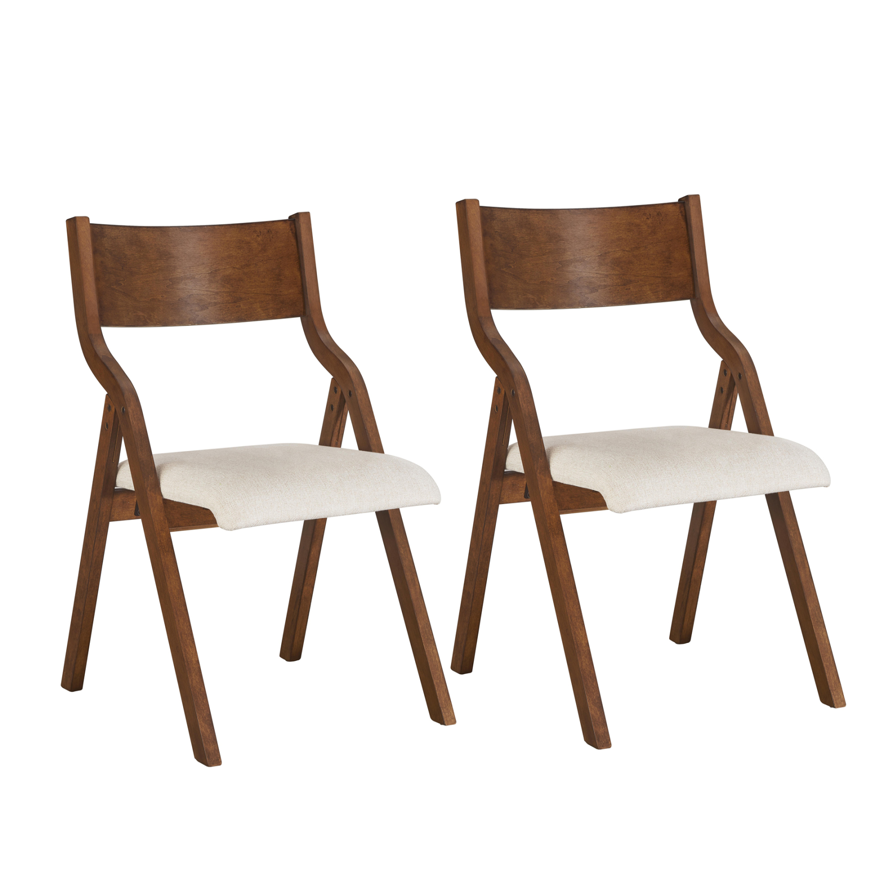 Upholstered Folding Dining Chair with Walnut Frame | Set of 2