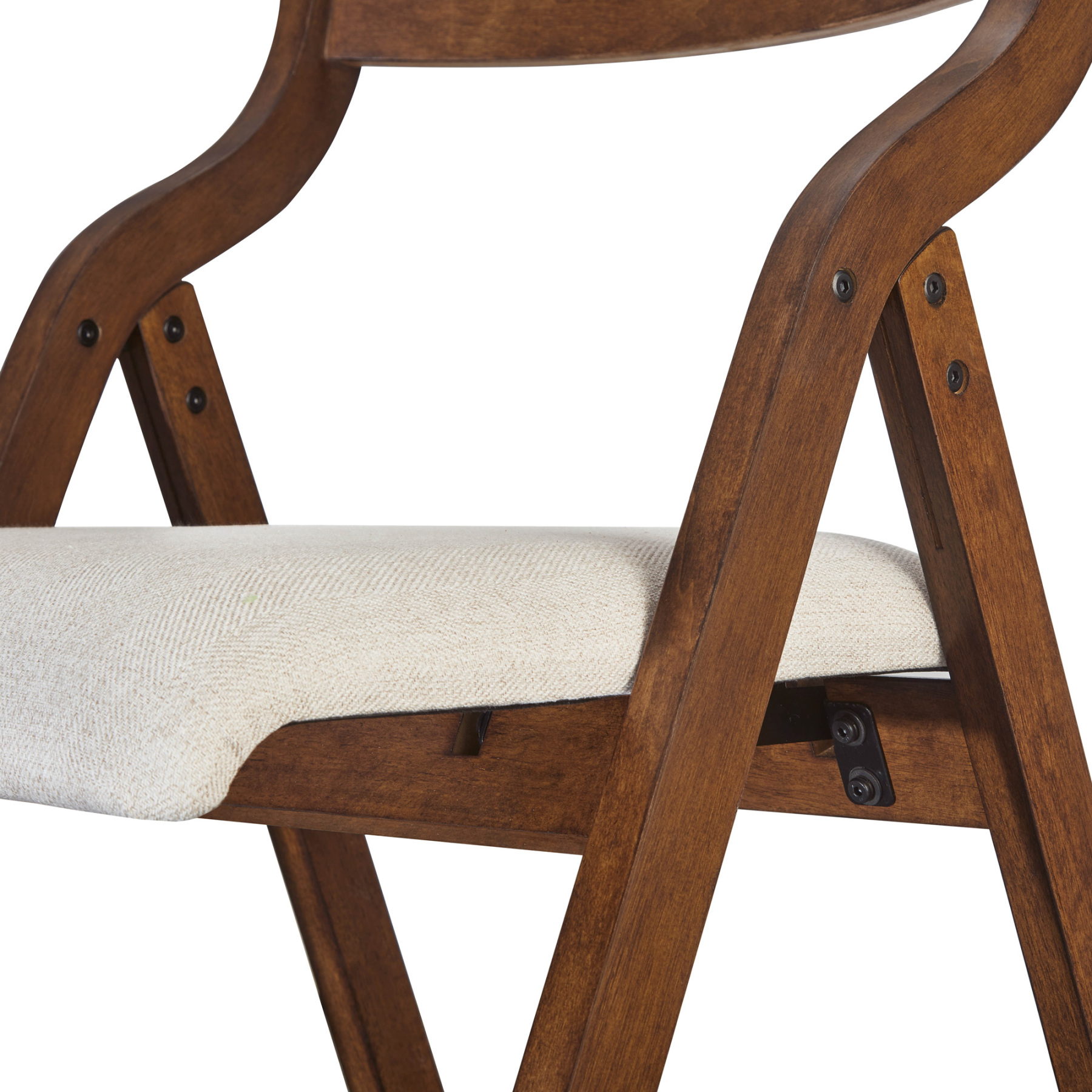 Upholstered Folding Dining Chair with Walnut Frame | Set of 2