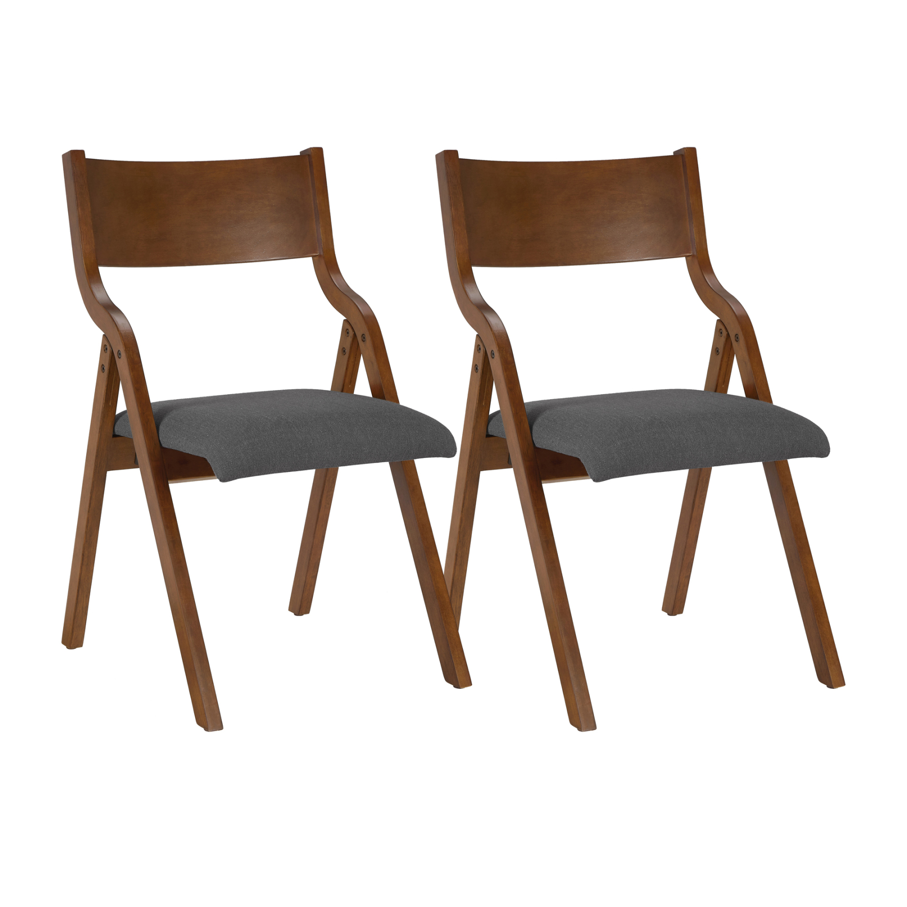 Upholstered Folding Dining Chair with Walnut Frame | Set of 2