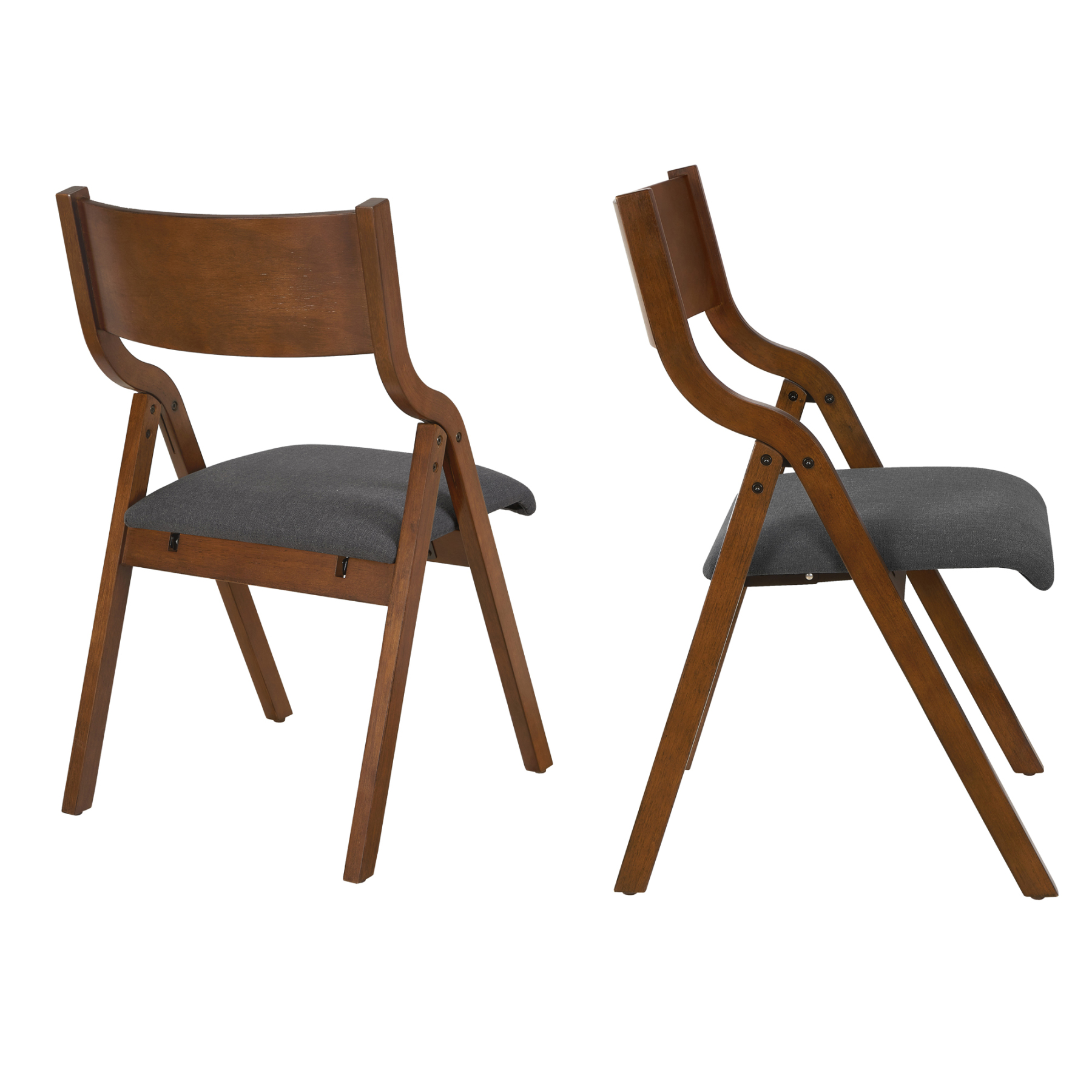 Upholstered Folding Dining Chair with Walnut Frame | Set of 2