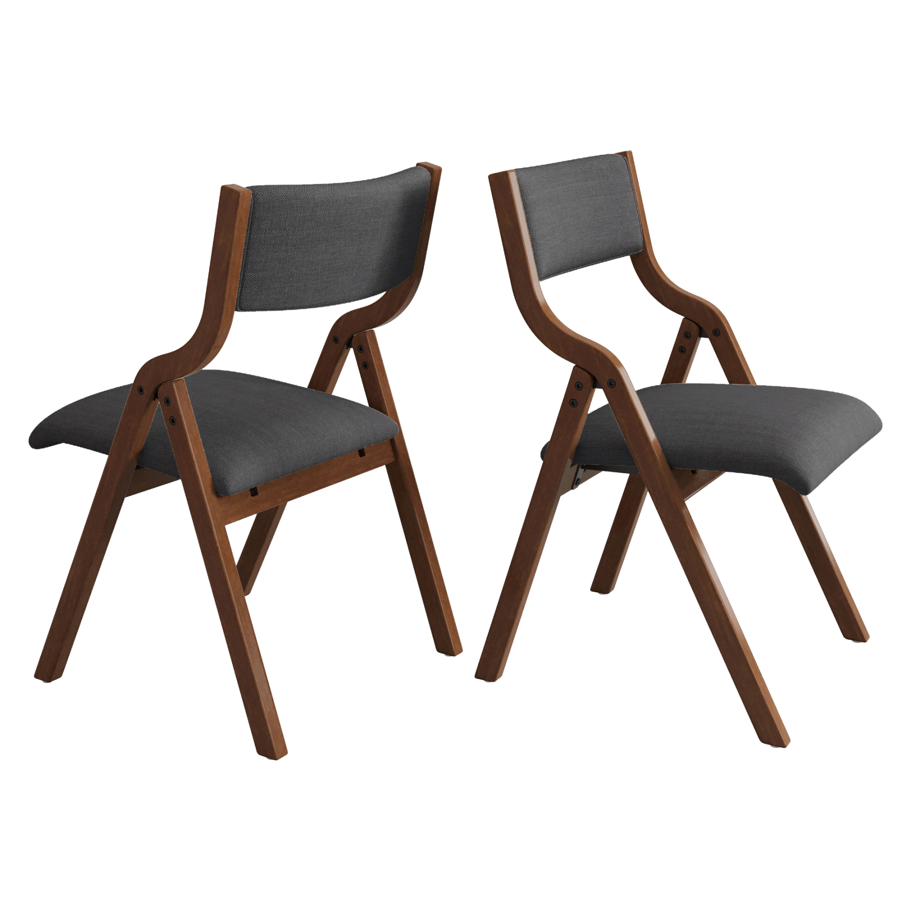 Upholstered Folding Dining Chair with Cherry Frame | Set of 2