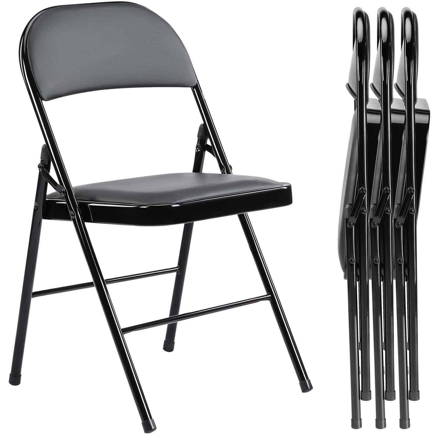 Upholstered Metal Folding Chair for Dining Room & Office | Set of 4