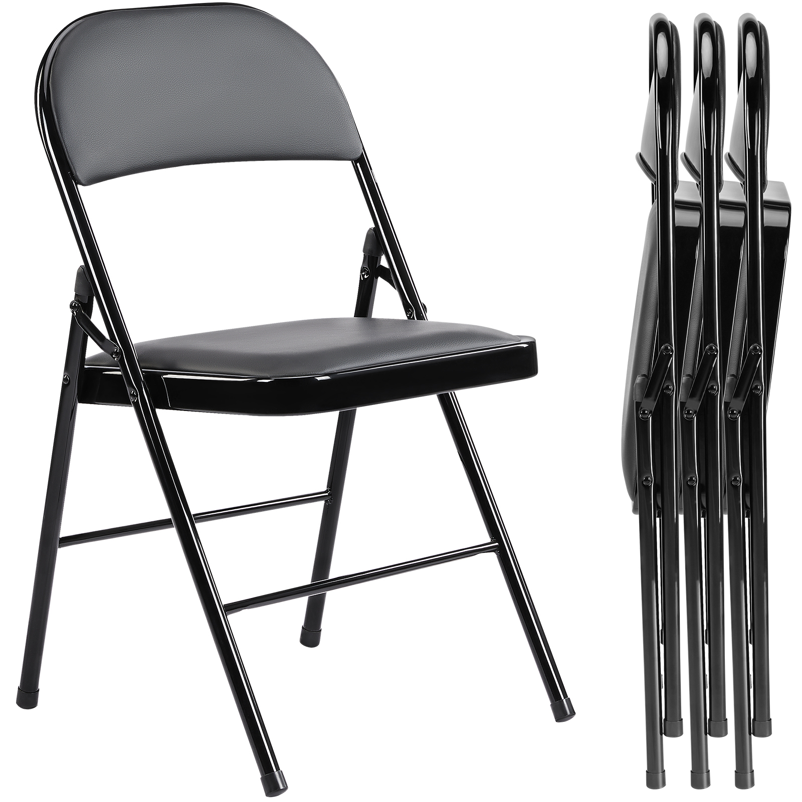 Upholstered Metal Folding Chair for Dining Room & Office | Set of 4
