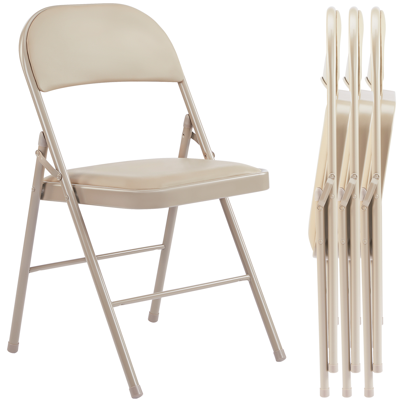 Upholstered Metal Folding Chair for Dining Room & Office | Set of 4