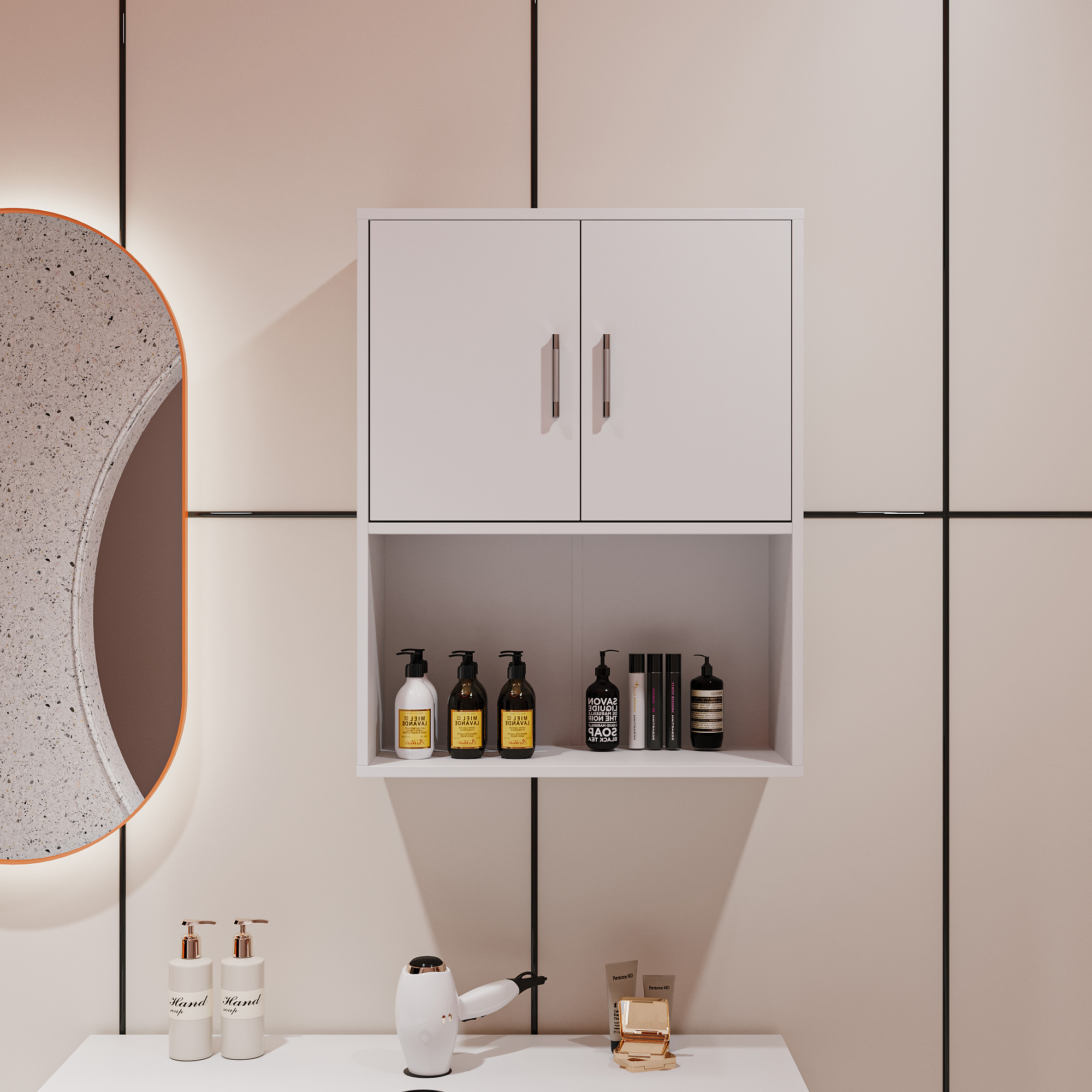 Wall-Mounted Storage Cabinet for Bathroom and Barber Salon Shop