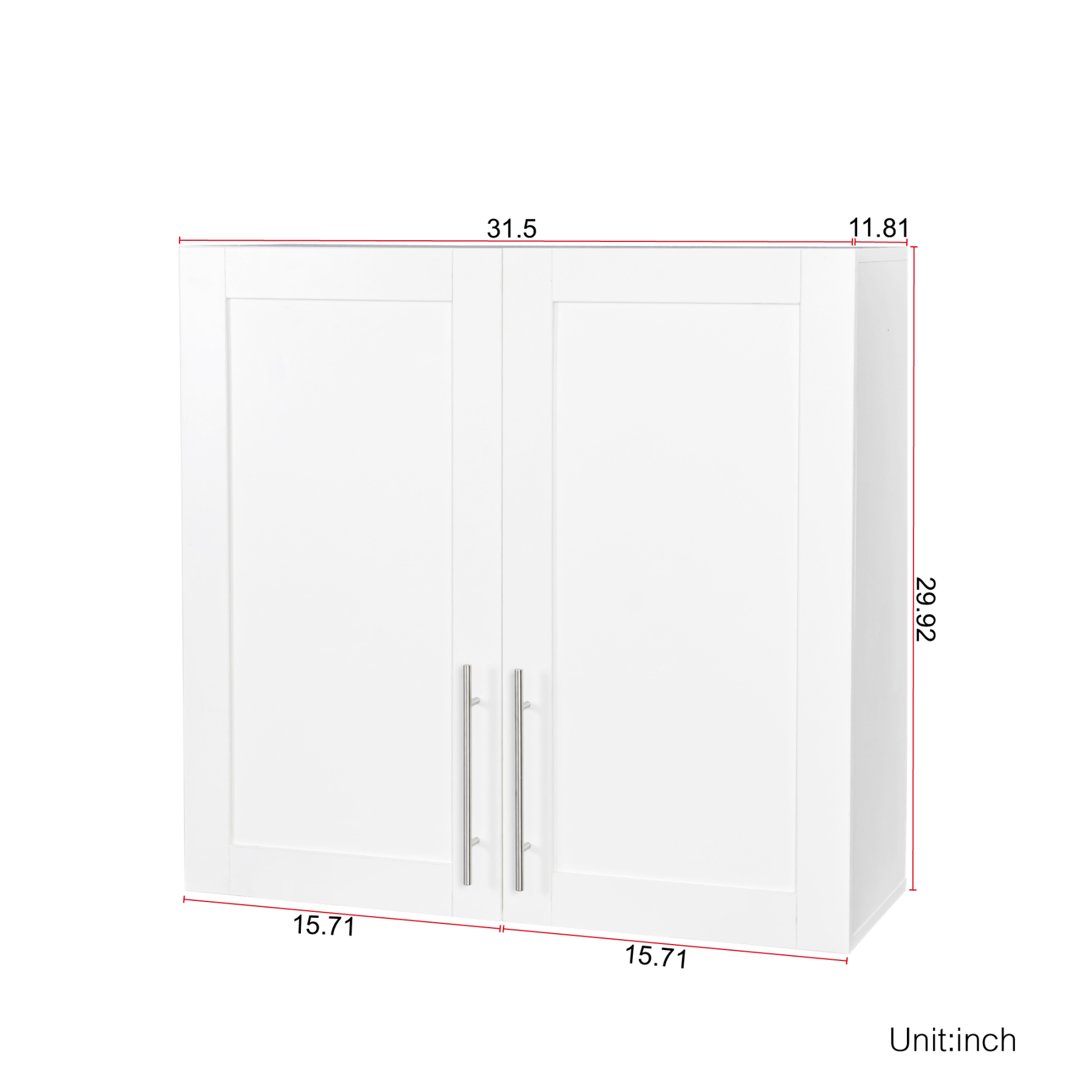 Wall-mounted Storage Cabinet w/ 2 Doors for Kitchen & Bathroom, White