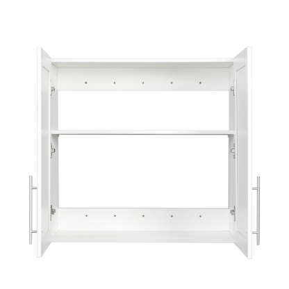 Wall-mounted Storage Cabinet w/ 2 Doors for Kitchen & Bathroom, White