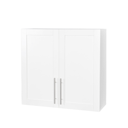 Wall-mounted Storage Cabinet w/ 2 Doors for Kitchen & Bathroom, White