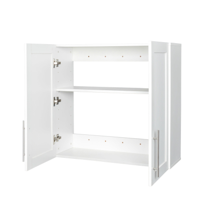 Wall-mounted Storage Cabinet w/ 2 Doors for Kitchen & Bathroom, White